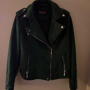 Women's Dark Green Biker Jacket
